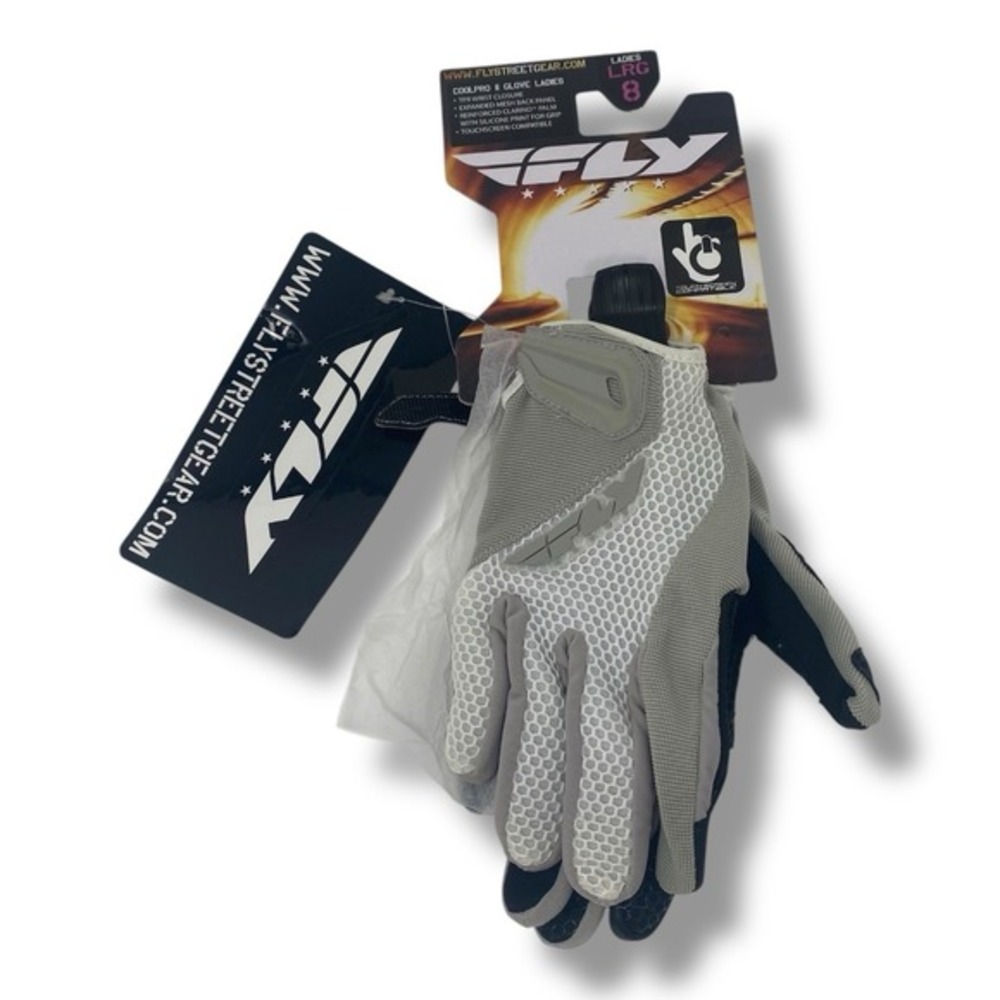Fly Coolpro II Bike Riding Racing Gloves Womens Size Large White/Grey‎ Gray